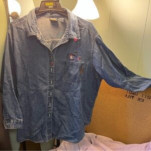 Disney Denim Button-Up Shirt with Character Detail